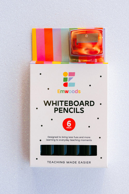 6 Black Whiteboard Pencils